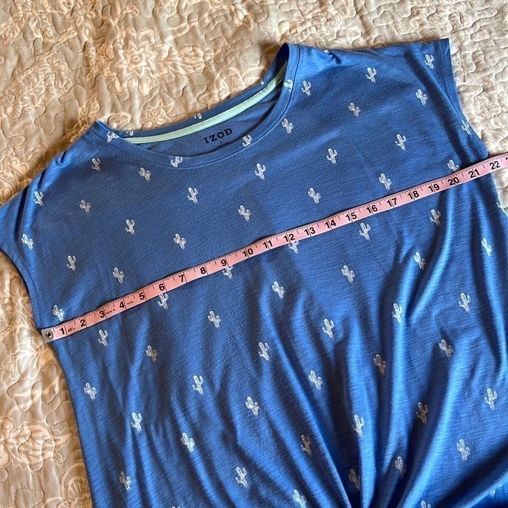 IZOD Cactus Print Tie Hem Comfy Short Sleeve Loose Size Large - Picture 5 of 11